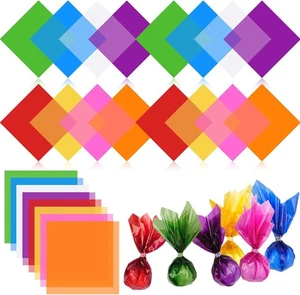 PEASUG 120 PCS Cellophane Sheets, Cello 7.5x7.5 inch, Multicolor  - Picture 1 of 7