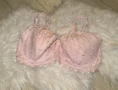 Sujetador vintage delicado J7726 encaje balconette ligeramente forrado UW para mujer 38DD rosa Foto 1 de 4