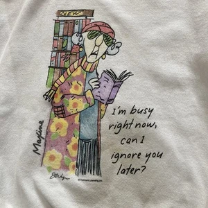 VTG Maxine Sweatshirt Logotel White Womens Medium Y2K Hallmark Faux Layer Funny - Picture 1 of 14