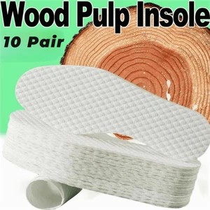10Pair/Pack Deodorant Nature Wood Pulp Insoles Thin Sports Shoes Sole Men Woman - Picture 1 of 21