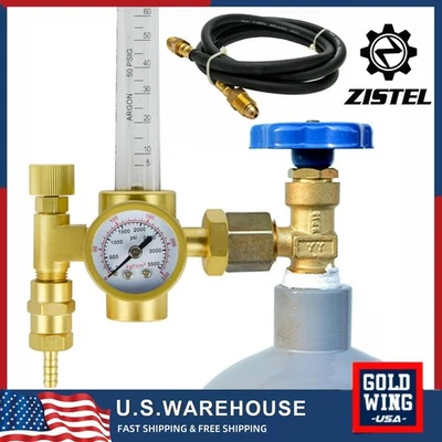Flow Meter Regulator Argon CO2 Mig Tig Welding Flowmeter Gas Gauge Welder + Hose - Image 1 of 4