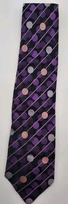 Corbata Piattelli Platinum púrpura/negro/rosa 100 % seda hecha en EE. UU.  Foto 1 de 3