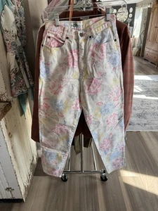 Vintage 80er 90er Pastell Blumen High Waisted Mom Fit Jeans 7 - Bild 1 von 9