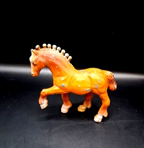 Vintage Durham Industries Hong Kong 1977 Clydesdale Solid Metal Horse 2,75" Long - Bild 1 von 4