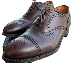 ALDEN New England-#908-Burgandy Medallion Cap Toe Calfskin Oxford-Size 8D - Picture 1 of 19