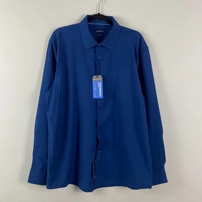 Camisa Nautica Performance Super manga longa fina azul 17-17.5 34/35 XL elástica - Imagem 1 de 4