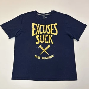 Nike Herren Shirt Größe 2XL XXL Blau Running Regular Fit Excuses Suck Kurzarm - Bild 1 von 13