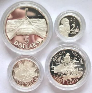 Australia 1988 200 Years Set of 4 Silver Coins,Proof - Picture 1 of 3