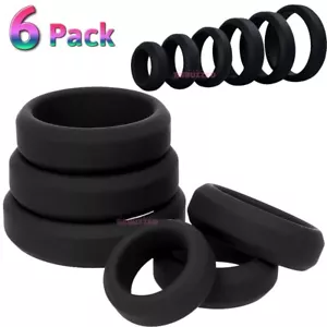 6x Thick Strong Silicone Cock Rings Erection Enhancer Couples Penis Balls Ring - Picture 1 of 6