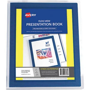 Avery Presentation Display Book Flexi View 24 Pockets Holds 48 Sheets A4 Blue - Picture 1 of 1