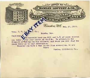 1896 letterhead HAMLEN LIIPFERT & CO Winston North Carolina PLUG TOBACCO smoking - Picture 1 of 1