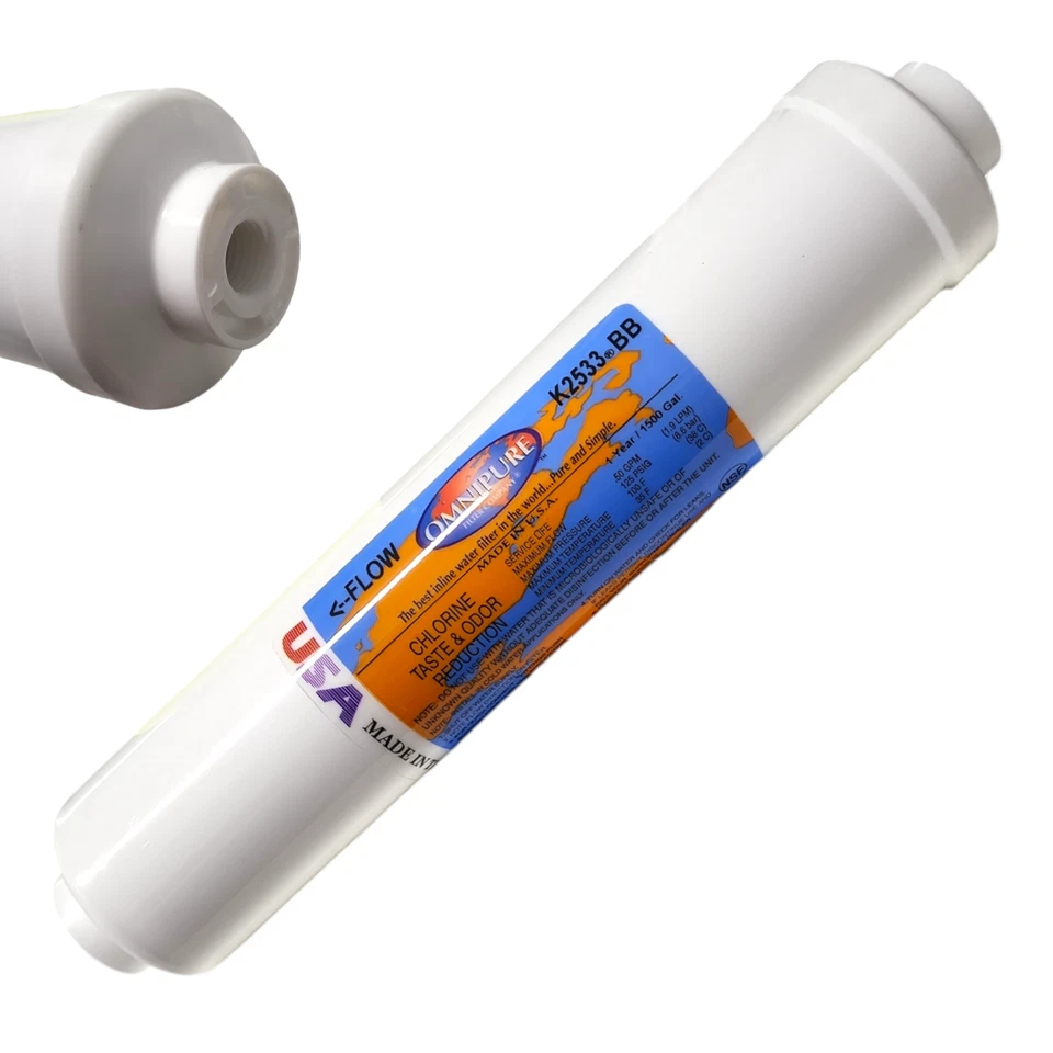 Omnipure K2533-BB Inline Filter  GAC 10" x 2" Postfilter 1/4"Female Port - Image 1 of 1