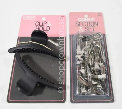 2 Conair Hair Clip & Hold Clips BLACK #55964 & Section & Set Clips #55580 - Image 1 of 4