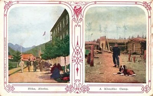 Postal de colección Sitka Alaska A Klondike Camp Busy Street AK - Imagen 1 de 2