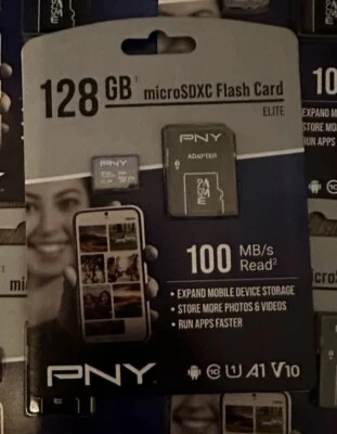 PNY Elite - 128GB SDXC Flash SD Card P-SDU128V11100ELMA-GE CLASS 10 A1 V10 - Image 1 of 2