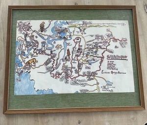 Vintage Eureka Springs Arkansas Hand Drawn (Printed) Attraction Map Framed 21x17 - Picture 1 of 8