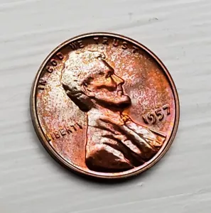 1957 Rainbow Pink Silver Toned Proof Lincoln Wheat Cent Penny Great Color! Coin - Picture 1 of 2