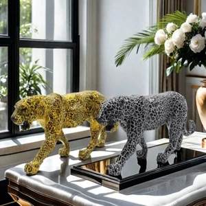 Leopard Figur Gepard Statuen Tier Skulpturen moderne Ornamente Wohndeko - Bild 1 von 10