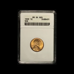 1909 1c VDB Lincoln Cent ANACS MS64 Red  - Free Shipping USA - Picture 1 of 3