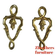 Pair Vintage Brass Ormolu French Regency Hardware Pull Knob Handles Decorative