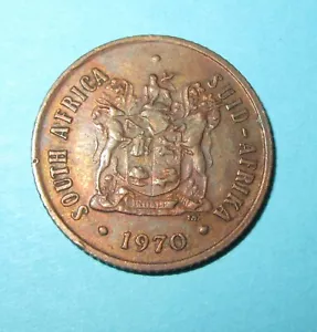 South Africa 2 cent 1970 bronze coin (1970-1990) cents ¢ Suid Afrika Wildebeest - Picture 1 of 2