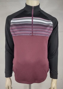 Black Clover weinrot schwarz gestreift 1/4 Reißverschluss Pullover Jacke Herren Medium - Bild 1 von 12