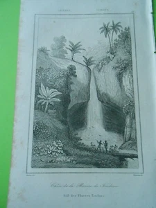 Gravure 1836 - Océania Iles Célèbres Chute de la Rivière de Tondano - Imagen 1 de 1