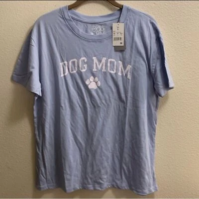 Moderna Camiseta Lux Perro Mamá Azul Claro Blanco Para Mujer Talla Grande Algodón Poli Nueva Foto 1 de 3