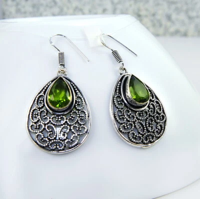Ohrringe märchenhafte Damenohrringe Filled Sterling Silber 925 Edelstein Pridot - Bild 1 von 2