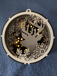Wooden Christmas Stag/Deer  Scene Light Box KIt with Optional Gift Box - Picture 1 of 7
