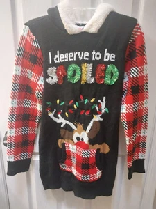 N0 BOUNDARIES CHRISTMAS- I DESERVE TO BE SPOILED SWEATER -SIZE JUNIOR 11/13 ! - Picture 1 of 3