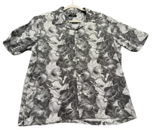 NUEVA Camisa Theory Para Hombre Irving Estampada Floral SS Abotonada Negra Talla Grande L - Imagen 1 de 3
