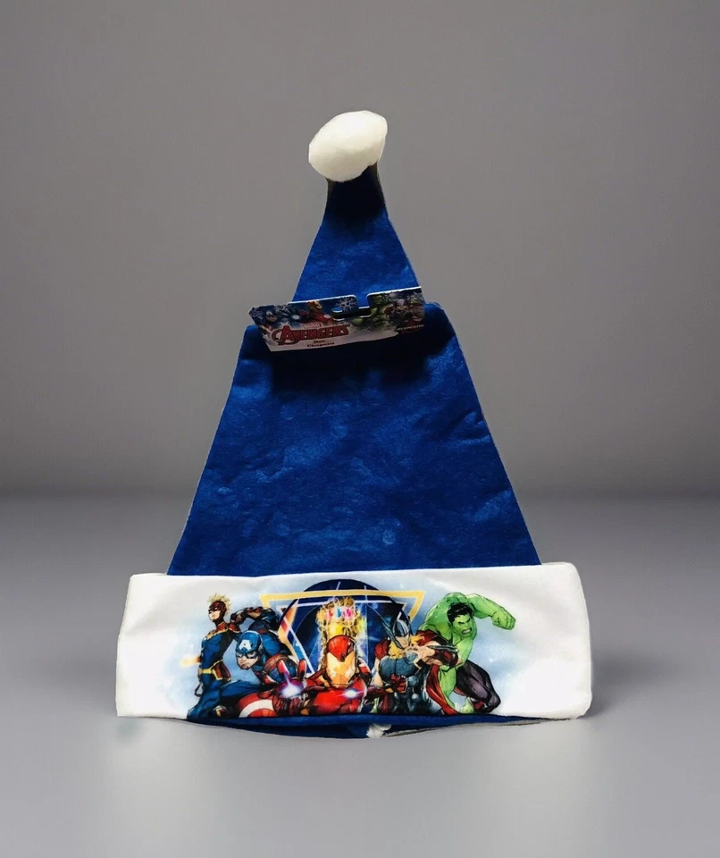 Marvel AVENGERS Blue and White Felt Santa/ Elf Christmas Hat One Size
