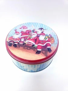 Vtg Retro 1990s Christmas Santa Cookie Tins, Aluminum Kitchen Tin Christmas - Picture 1 of 10