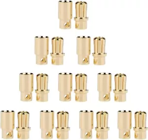 10 Paar vergoldete 8 mm Stecker Buchse für RC Lipo Akku ESC Motors UK - Bild 1 von 6