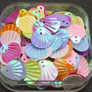 750pcs Color Shell loose sequins Paillettes 14mm Top Hole sewing Wedding craft - Picture 1 of 19