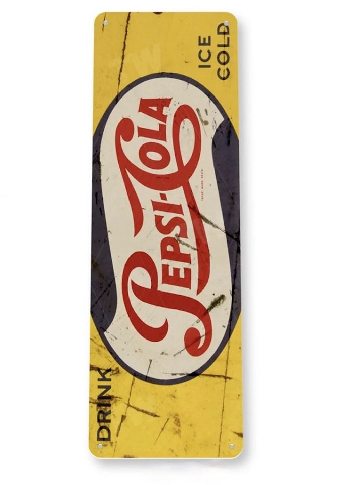 PEPSI TIN SIGN COLA REFRESHING HEALTHFUL JOY OF DIET CHERRY BOTTLE RUSTIC  - Image 1 of 1