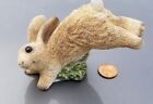 Bunny Rabbit Stone Critter Figurine Sandcast Jumping Leaping Textured Fur Spring