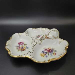 Bandeja para servir de porcelana alemana dorada pesada JLMenau Reichenbach vintage Relish - Imagen 1 de 8