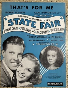 VTG SHEET MUSIC 1945 THAT'S FOR ME DANA ANDREWS HAYMES JEANNE CRAIN STATE FAIR - Picture 1 of 5