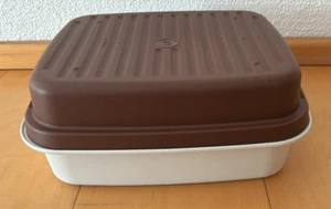 Tupperware Bäckermeister Laibwächter Brotkasten groß in Weiß Braun Vintage TOP - Bild 1 von 3