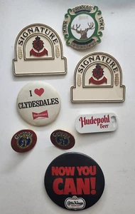 8 VTG Beer Pinback Buttons Stroh's Little Kings Hudepohl Budweiser Schells LOT - Picture 1 of 7