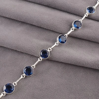 Pulsera de Topacio Azul Londres Plata 925 Nueva Cadena Aniversario Madres Regalo Joyería Foto 1 de 4