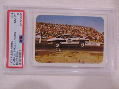 Fleer AHRA Race 1973 EE. UU. Kimball Bros 1969 Camaro #14 PSA 8 casi nuevo-como nuevo Foto 1 de 2