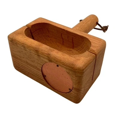 Cortador de bagels de colección con sello de cobre mango de madera artesanal inglete firmado EE. UU. Foto 1 de 4