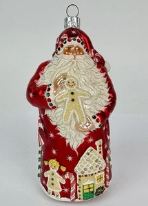 Patricia Breen roter Weihnachtsschmuck mit Schmucksteinen Nieman Marcus Lebkuchen - Bild 1 von 5