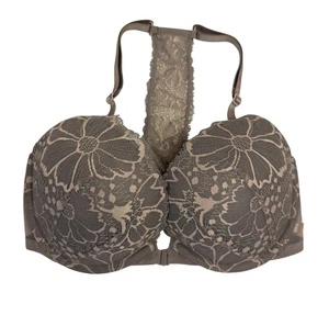 Victoria's Secret sexy Push-up-BH grau Blumen Spitze 32DD gepolstert vorne geschlossen - Bild 1 von 5