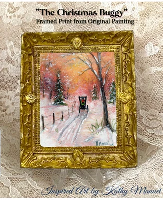 Original Dollhouse Miniature Framed Print  Christmas Painting Signed K. Manuel - Image 1 of 4
