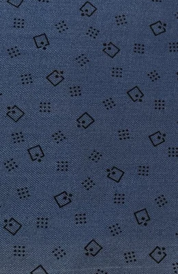Tiny Black Geometric Pattern on Denim Blue VTG Fabri-Quilt Cotton Fabric 1Y x44" - Image 1 of 3