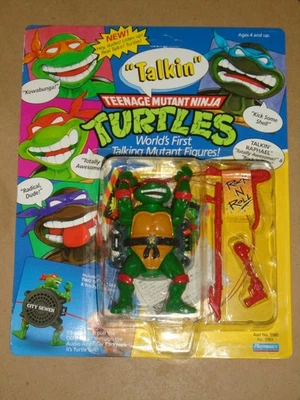 Teenage Mutant Ninja Turtle Talking Turtle Raphael M.O.C. Unpunched Rare - Image 1 of 3